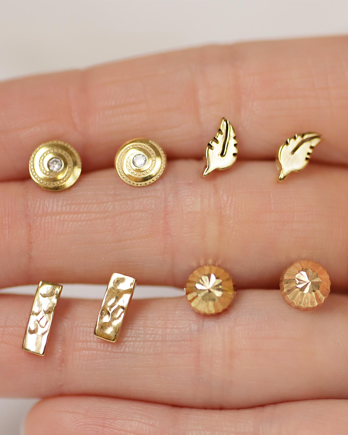 variety of gold stud earrings vermeil