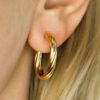 gold hoop earrings twist 24K