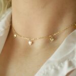 hearts choker gold plated
