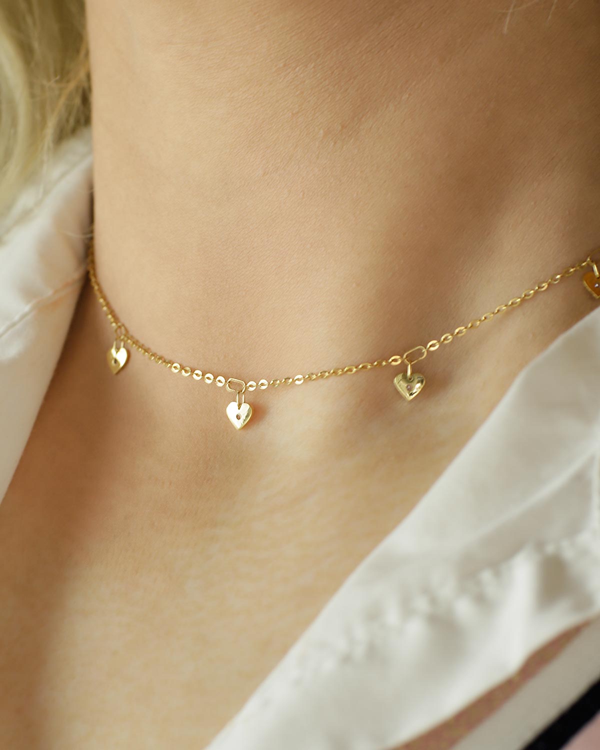 hearts choker gold plated