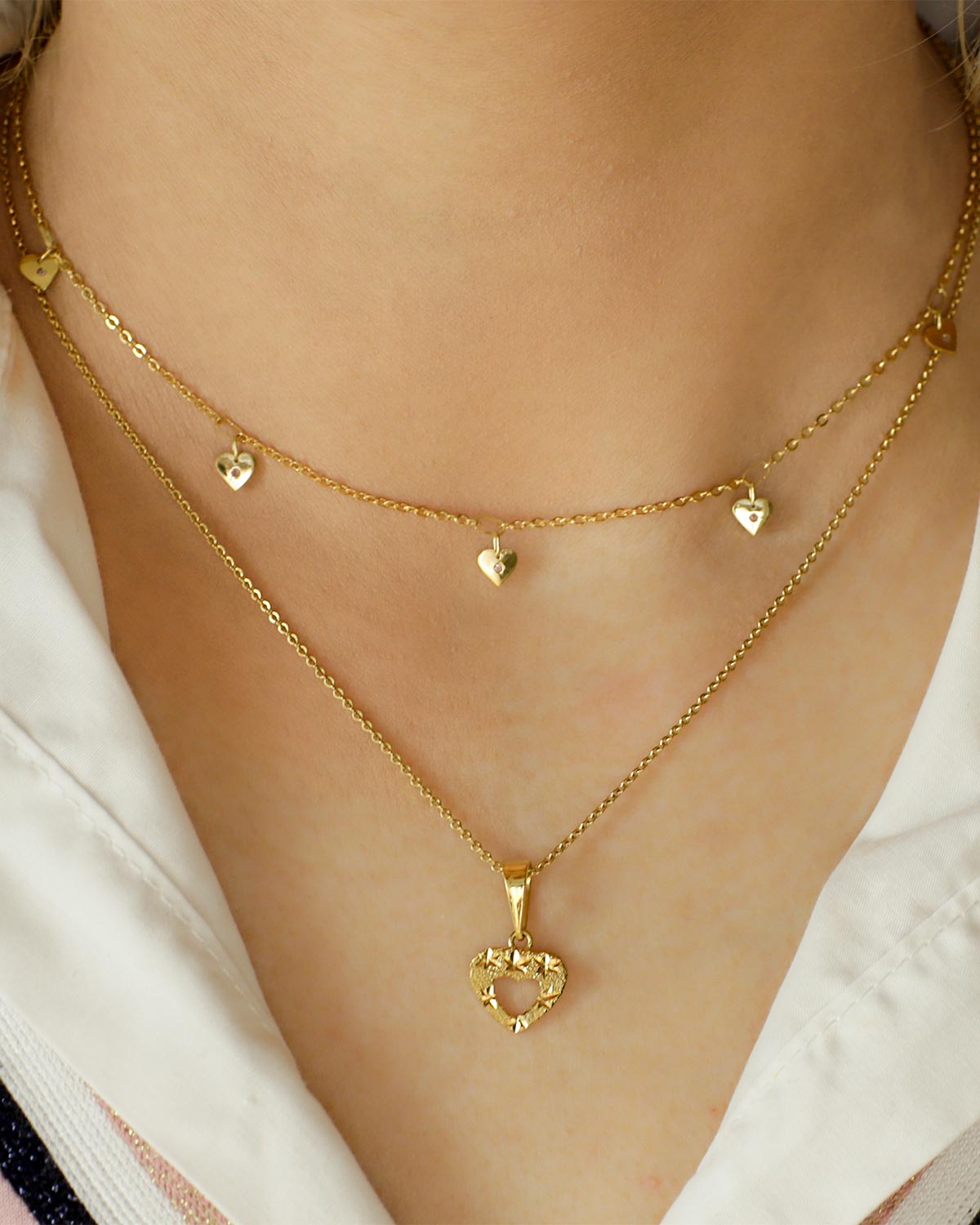 hearts pendant necklace gold plated