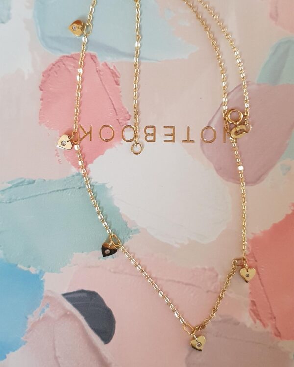little hearts necklace multiple charms choker gold