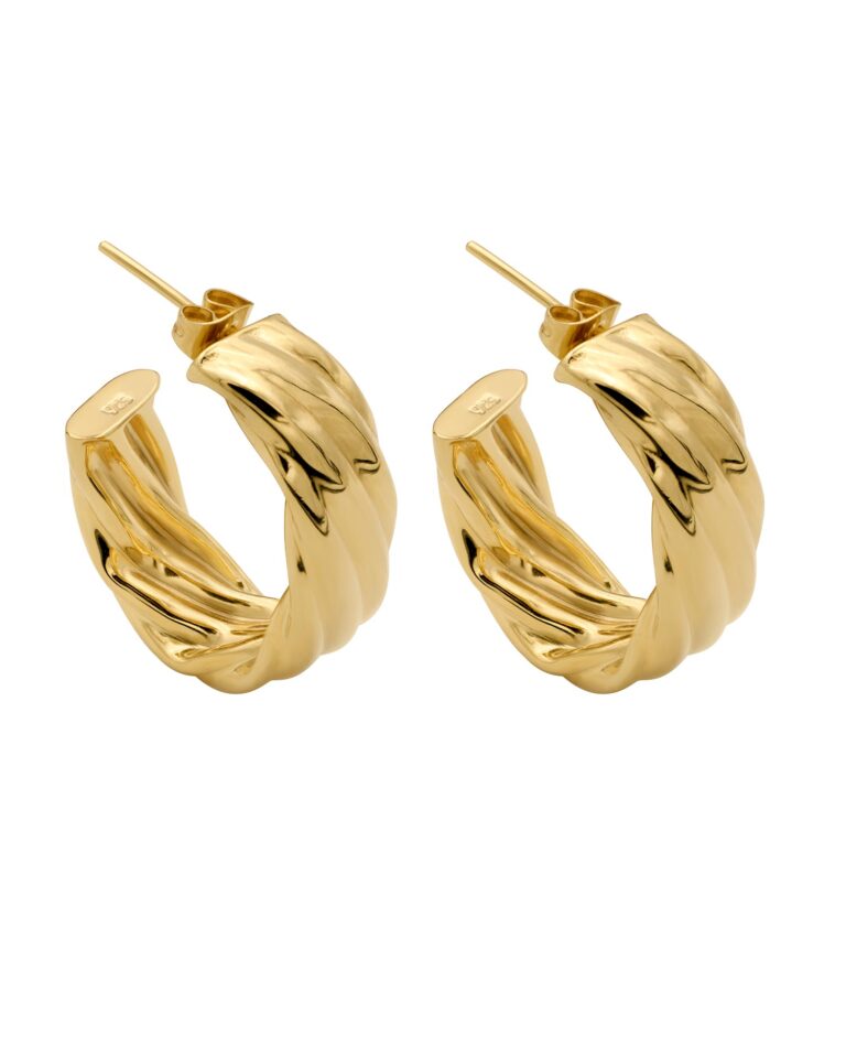 thick hoop earrings gold vermeil plated 24K