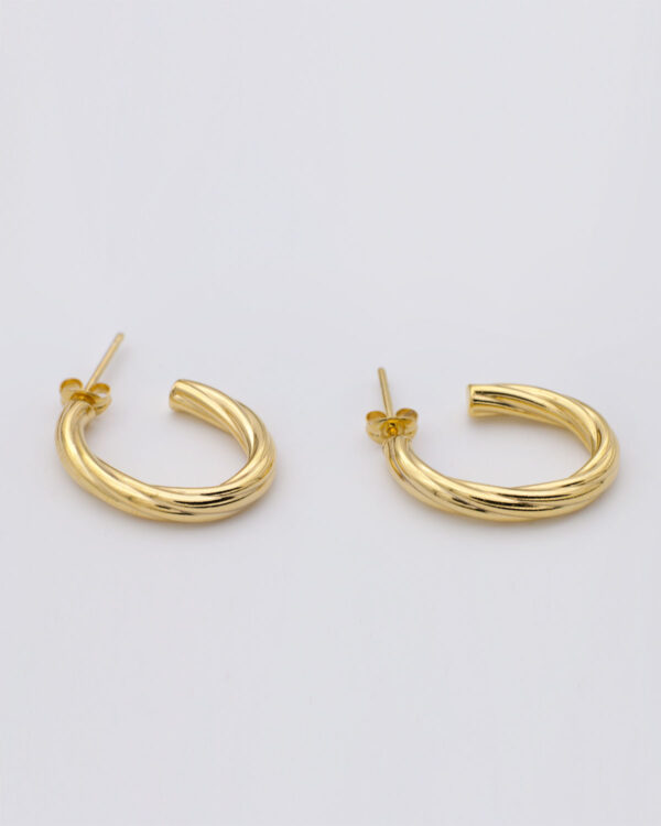 twist gold hoop earrings medium size