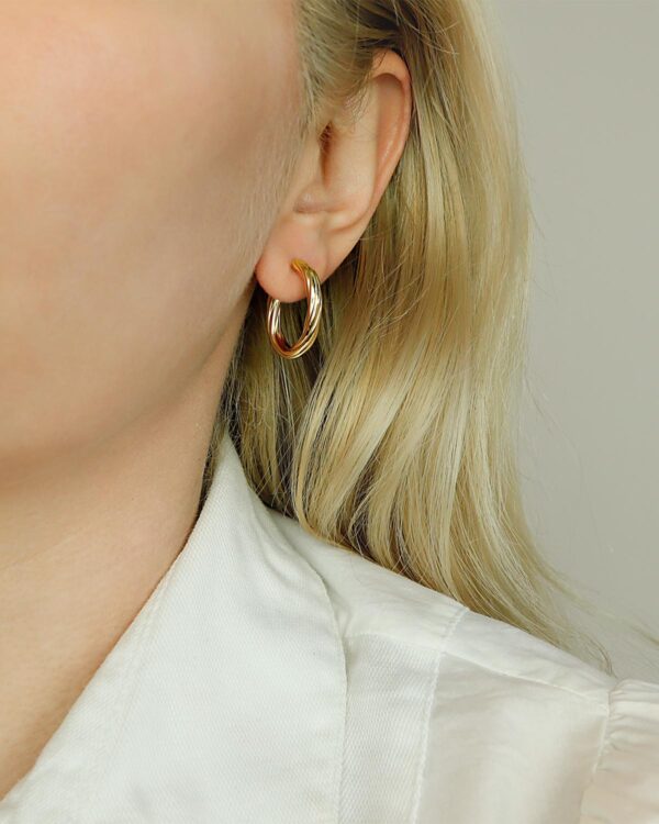 twist hoop earrings gold high quality