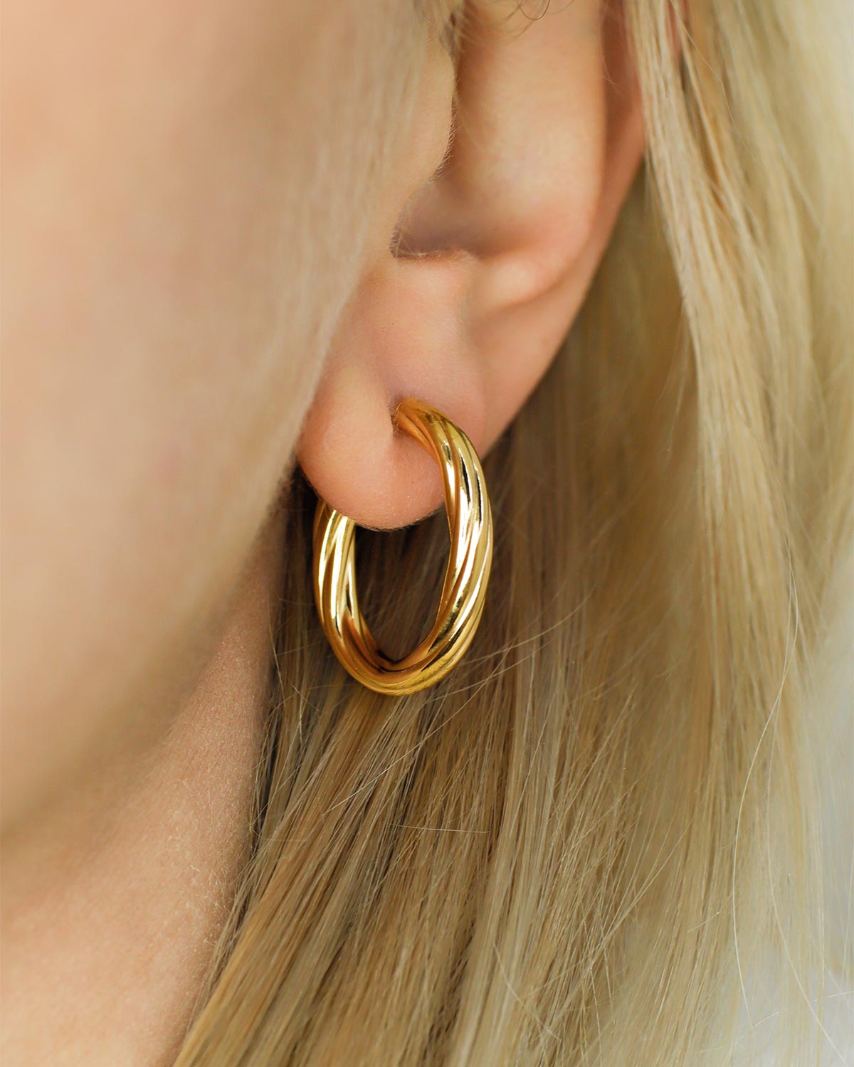 twist hoop earrings gold plated