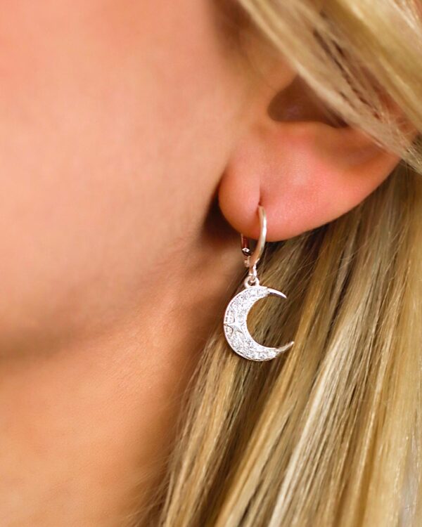 dangle moon hoop earrings silver 925