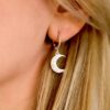hanging moon hoop earrings silver 925 sterling