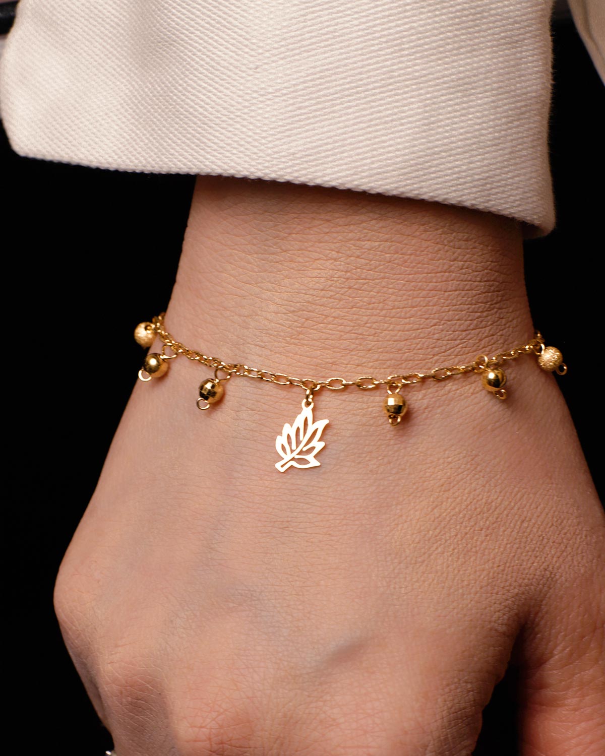 leaf bracelet gold vermeil 24k
