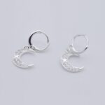 moon earrings hanging hoops silver