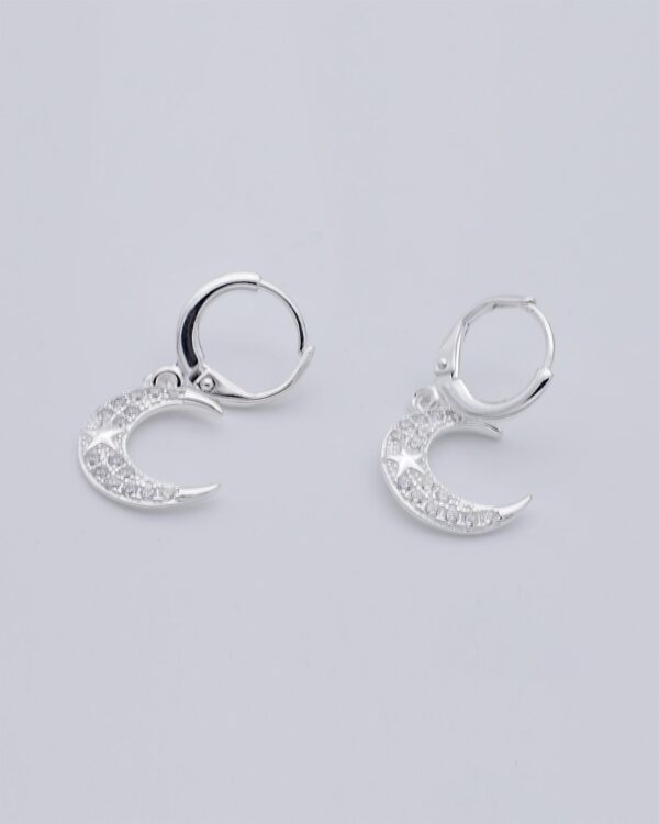 moon earrings hanging hoops silver