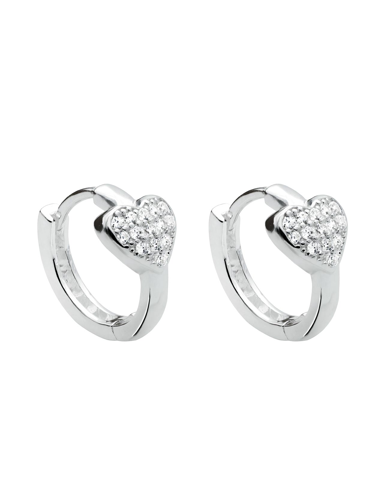 heart hoop earrings zirconia silver 925