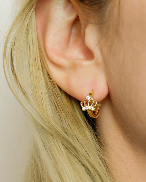 crown earrings gold 925 silver