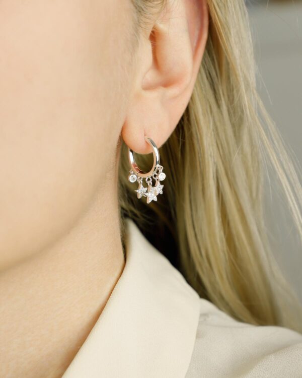 several charms hoop earrings 925 sterling silver