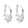 stars charms dangling hoop earrings silver