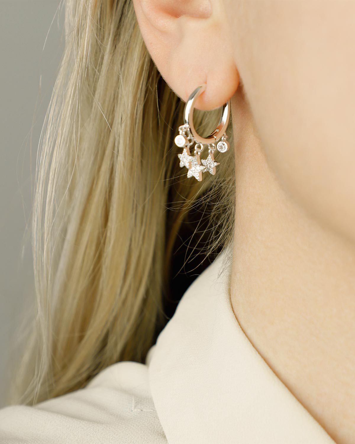 several charms hoop earrings 925 sterling silver