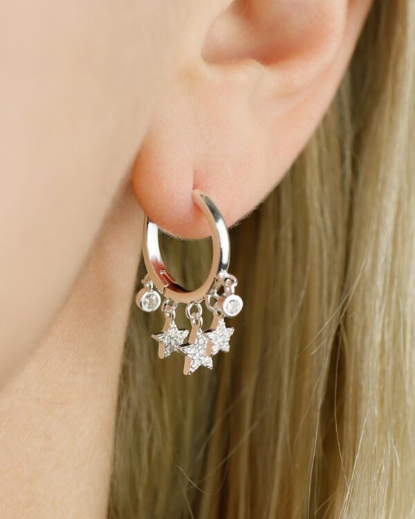 stars huggie hoop earrings 925 sterling silver