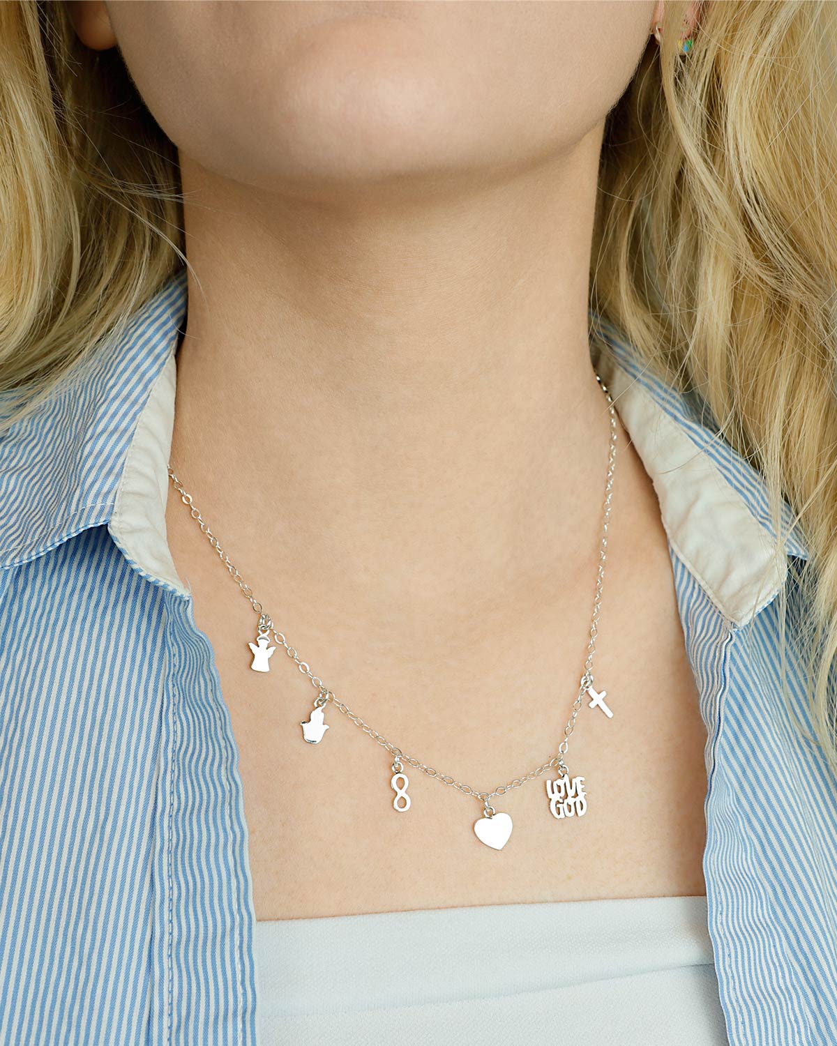 christliche charm kette 925 sterlingsilber