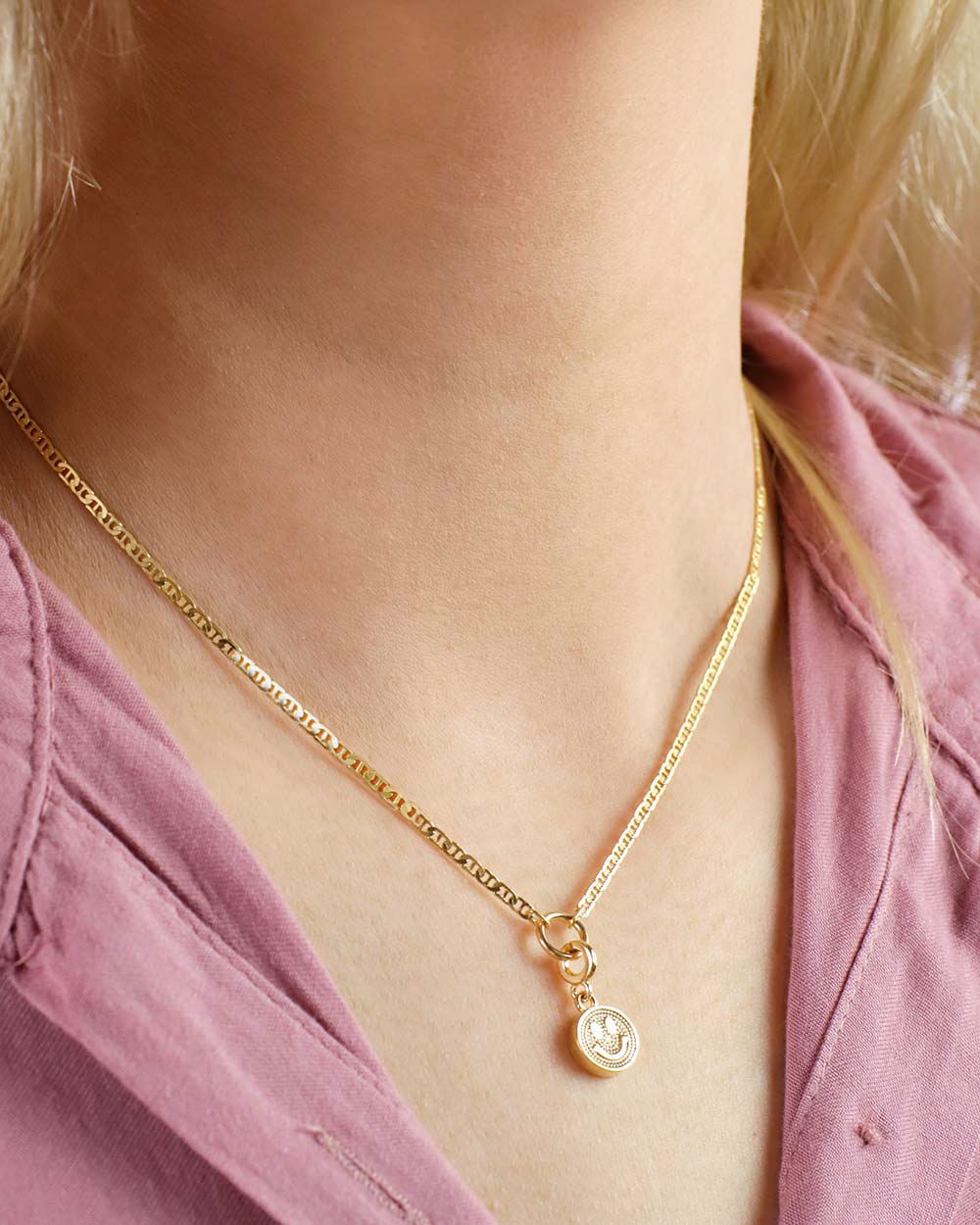 smiley face necklace gold kids gucci chain 925 silver