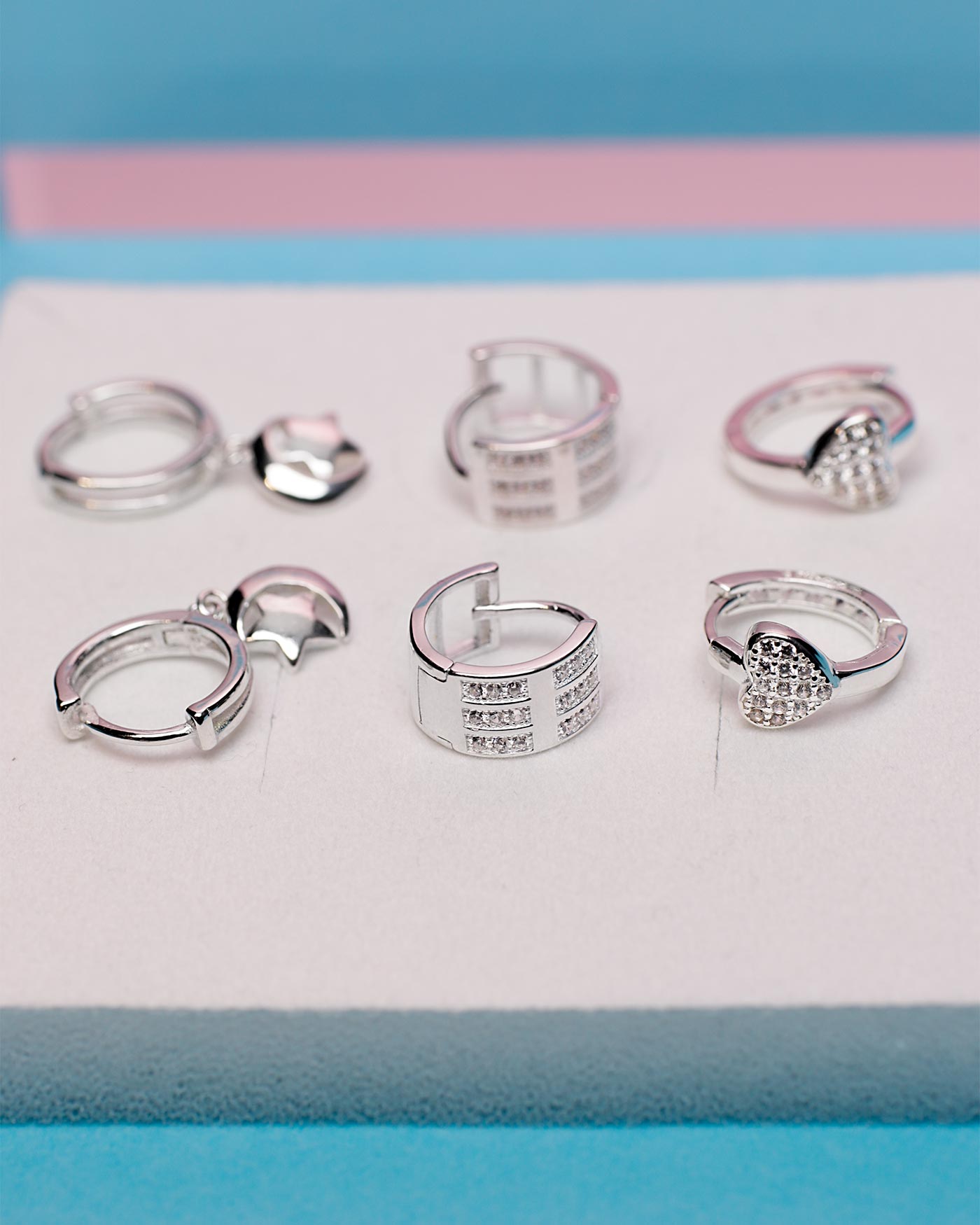 mehrere creolen mit anhängern 925 silber