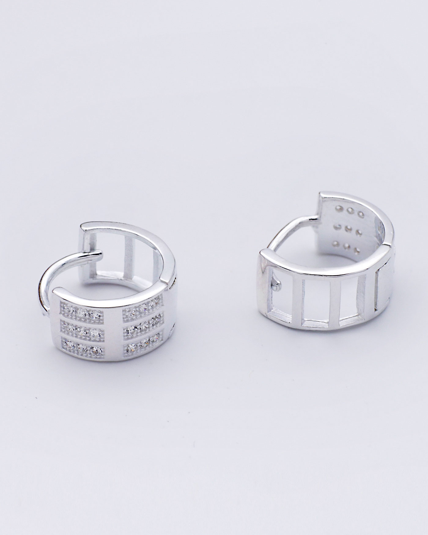 wide zirconia hoops silver 925