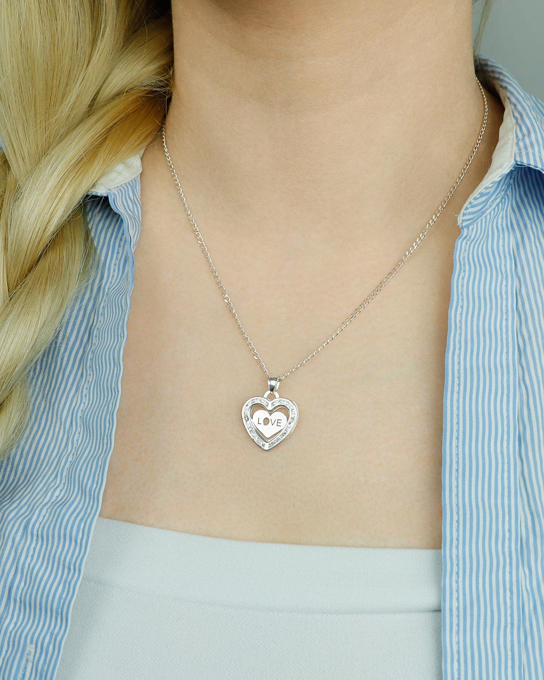 heart necklace love 925 sterling silver