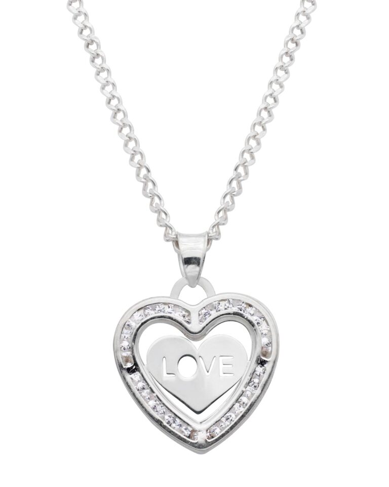 heart necklace love 925 sterling silver