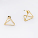pyramid triangular earrings gold vermeil