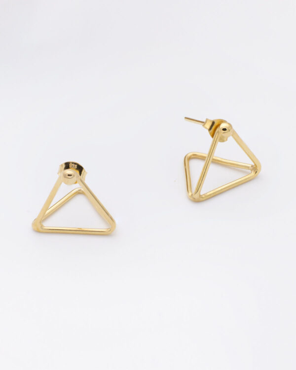 pyramid triangular earrings gold vermeil