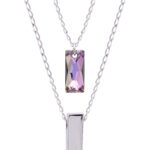 purple blue crystal necklace 925 sterling silver