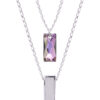 purple blue crystal necklace 925 sterling silver