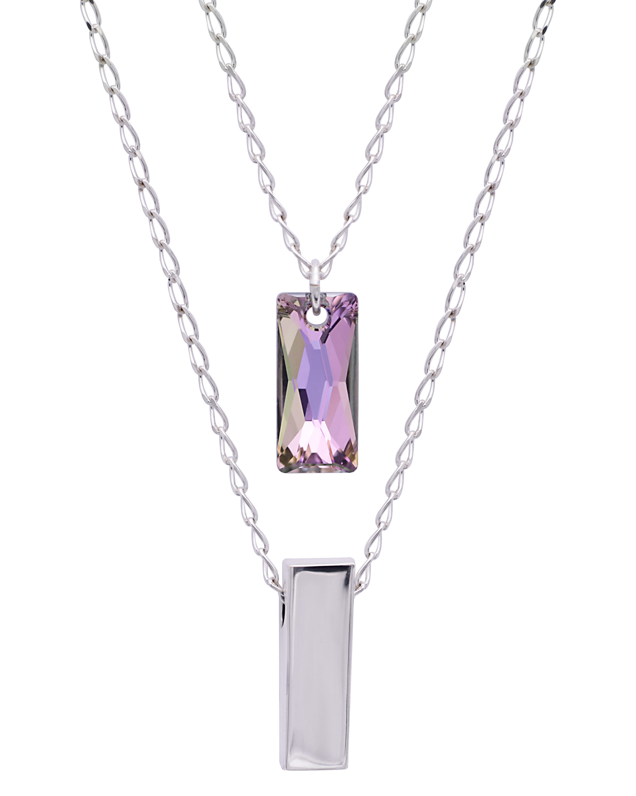 purple blue crystal necklace 925 sterling silver