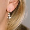 anchor earrings dangle zirconia 925 sterling silver