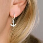 anchor earrings dangle zirconia 925 sterling silver