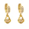 gold dangle earrings heart lock