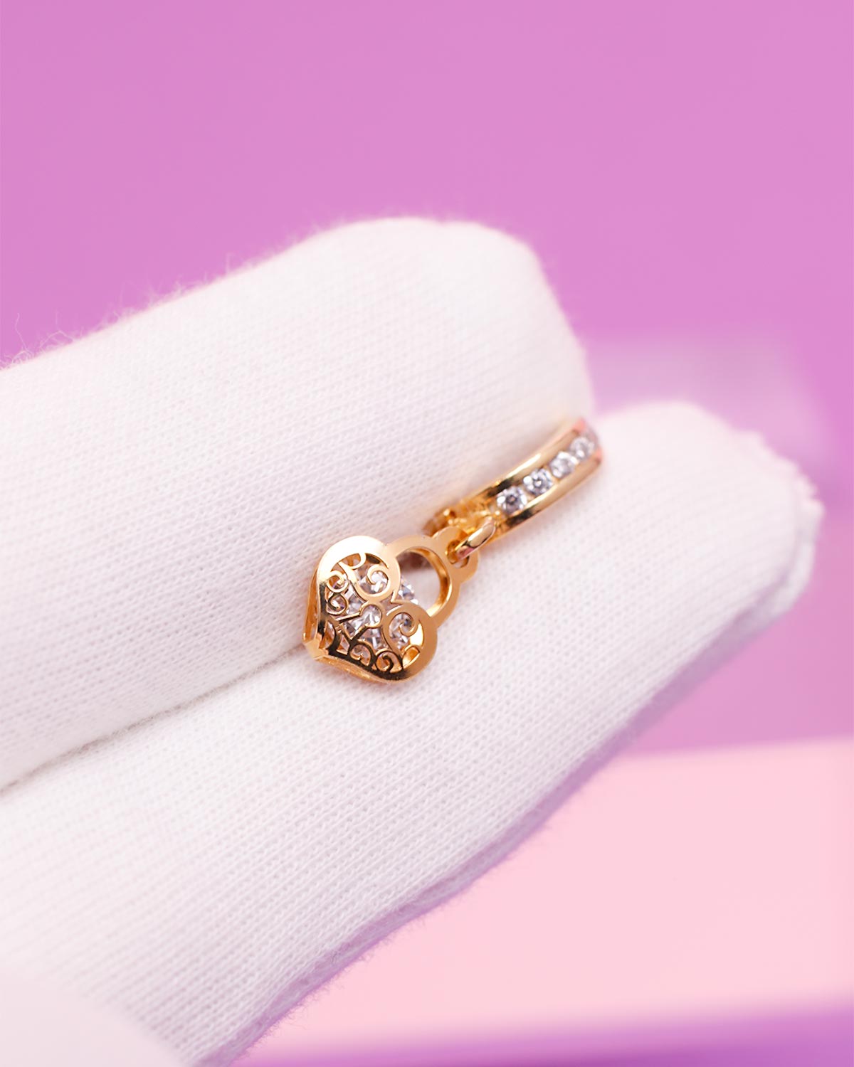 heart lock hoop earrings gold plated 18k