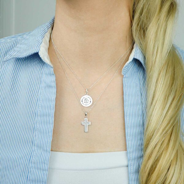 home is where the heart is cross silver necklace