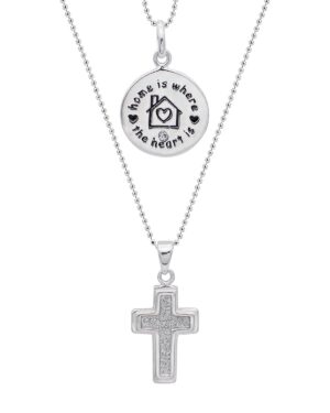 home is where the heart is necklace cross silver