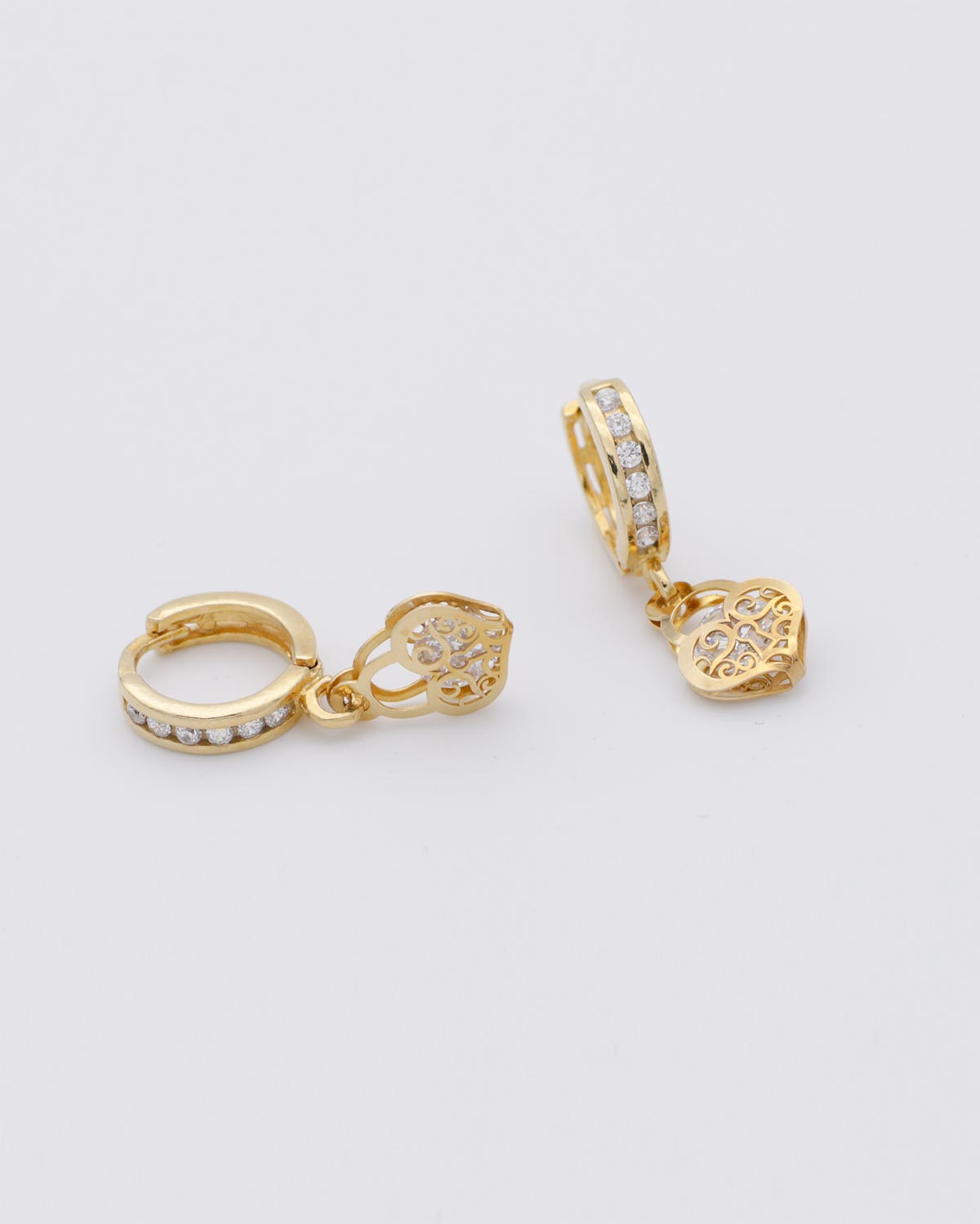 heart lock hoop earrings gold plated 18k