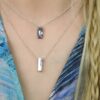 rectangle bar necklace sterling silver 925 purple blue