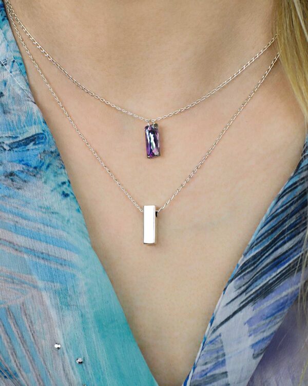 rectangle bar necklace 925 sterling silver