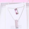 rectangle bar necklace 925 sterling silver necklace purple