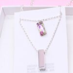 rectangle bar necklace 925 sterling silver necklace purple