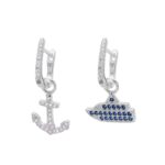 ship anchor earrings silver hoop