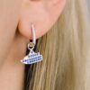 ship earrings zirconia blue 925 silver