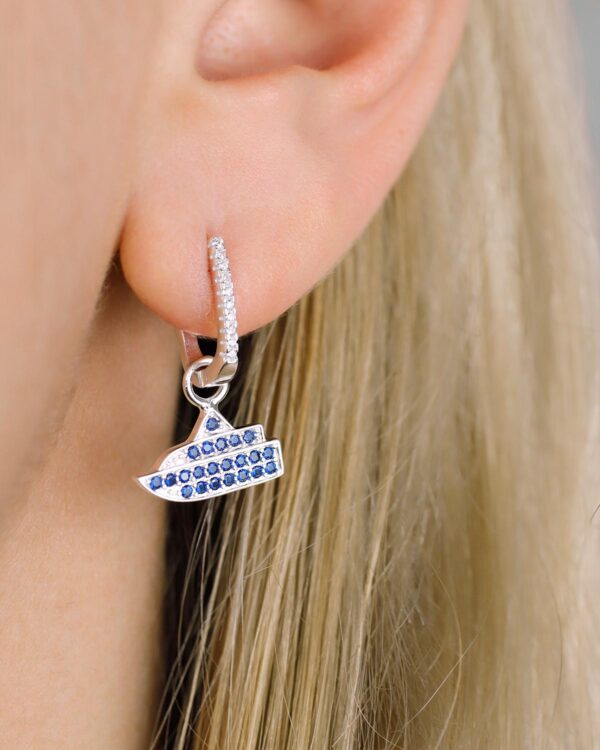 ship earrings zirconia blue 925 silver