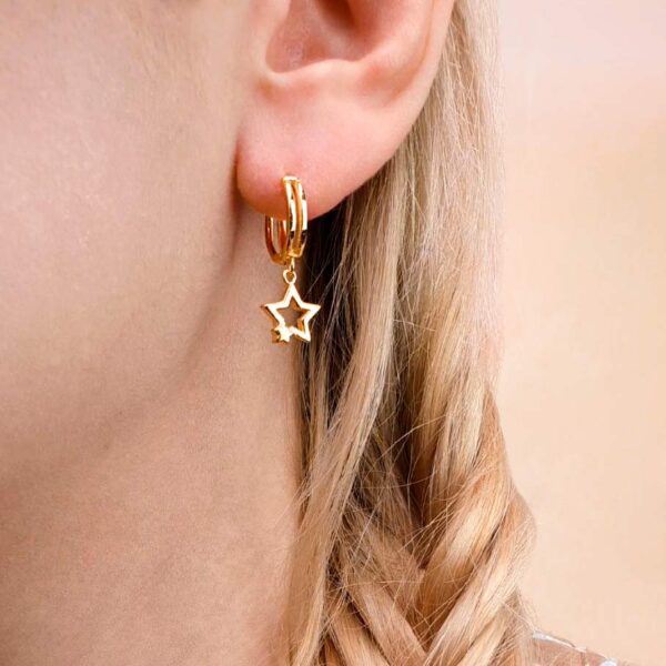 star gold earrings 925 silver