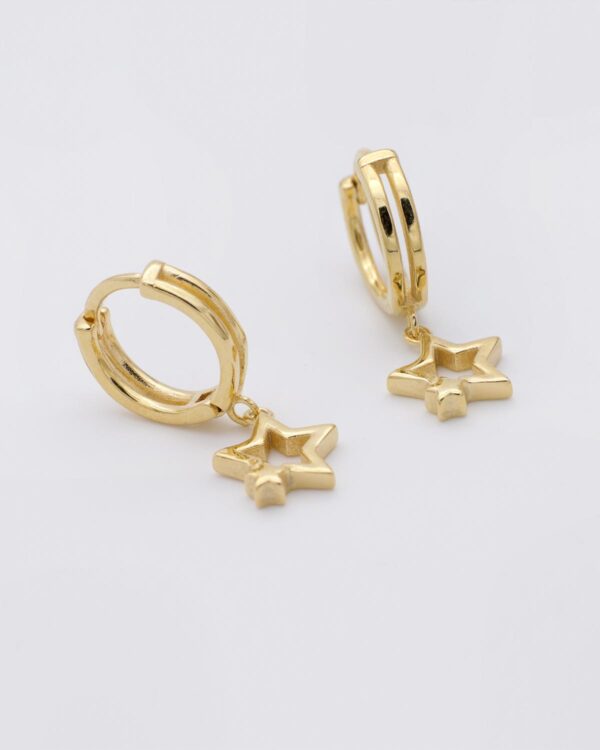 star hoop earrings gold 925 sterling silver