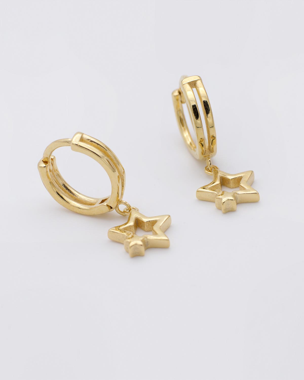 star hoop earrings gold 925 sterling silver