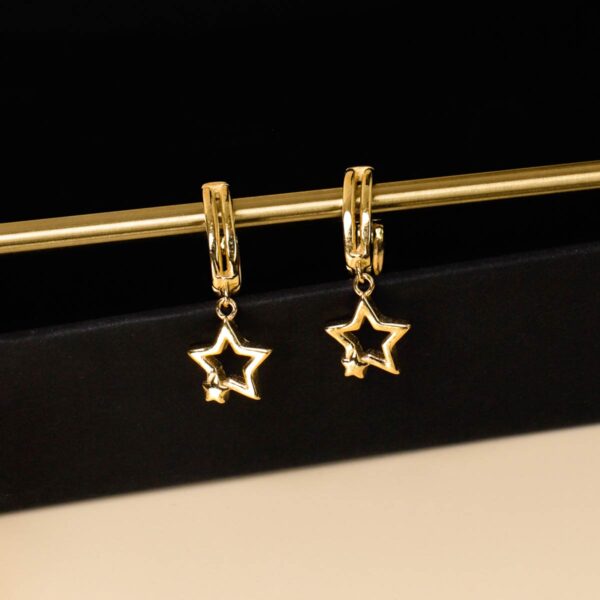 star hoop earrings gold 925 sterling silver